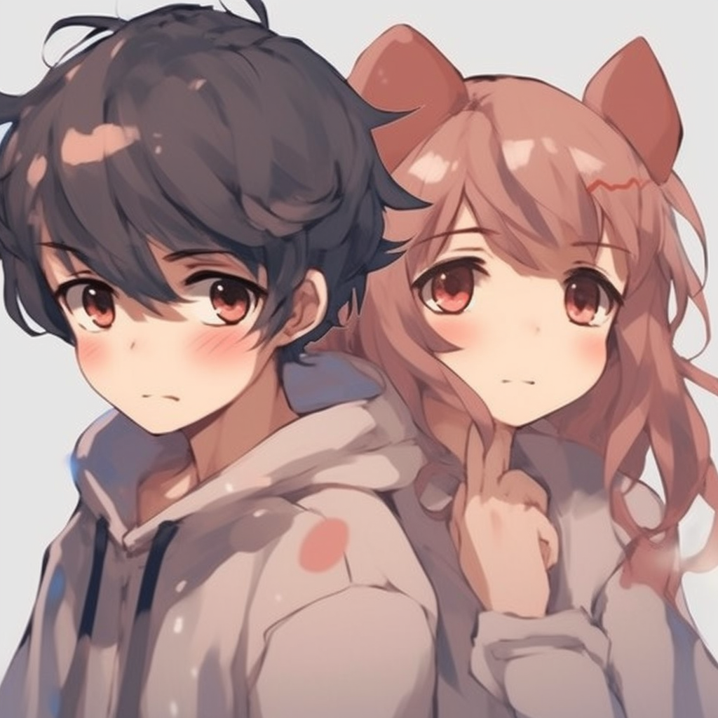 Coordinating boy and girl characters, displaying a balance in composition and soft color tones. best boy and girl matching anime pfp