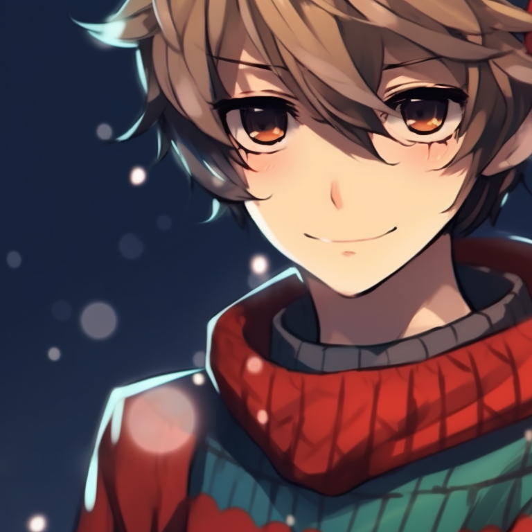 Two characters in winter landscapes, cool tones, building a snowman together. christmas matching pfp ideas pfp for discord.