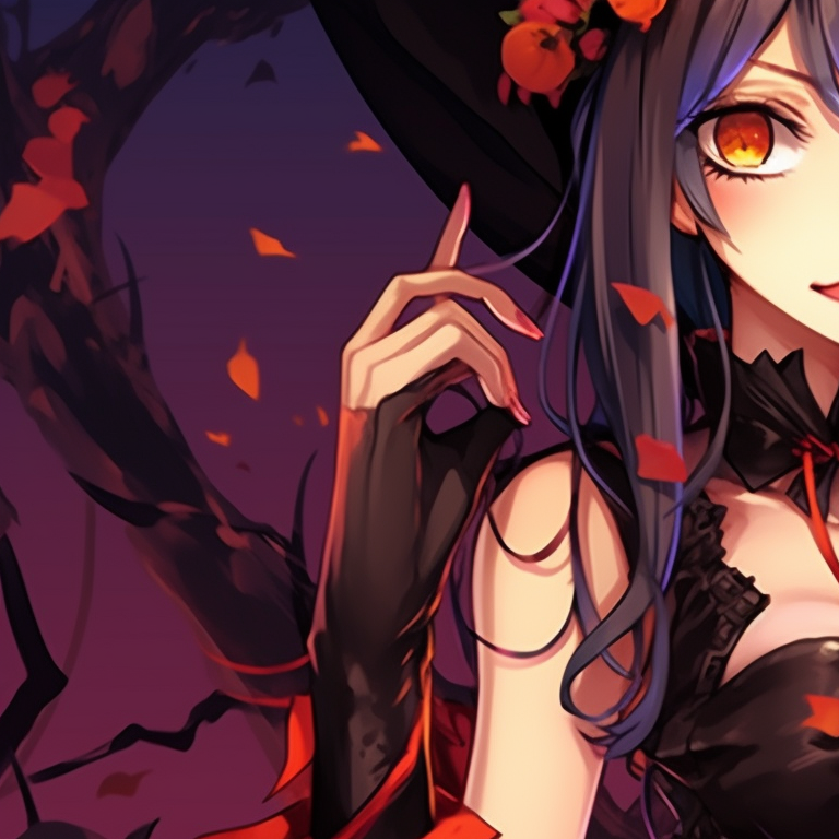 Close-up shot of two characters in witch and wizard costumes, with high detail and popping colors. halloween inspired non anime matching pfp pfp for discord.