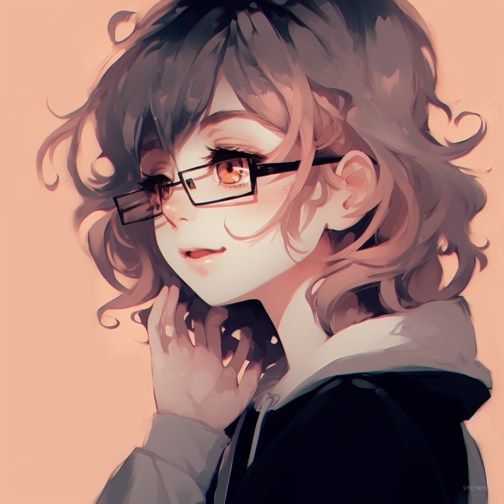 Side profile of an anime girl wearing glasses, pastel colors and soft shading. anime pfp aesthetic icons anime pfp