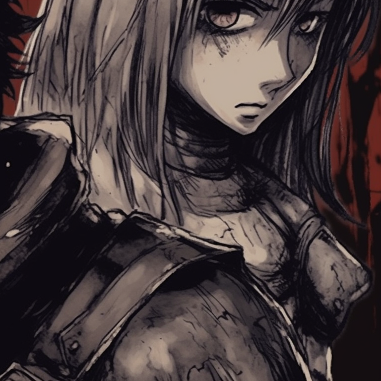 Two ghostly figures in combat stance, hints of glowing spectral energy around their swords. berserk inspired halloween aesthetics pfps pfp for discord.