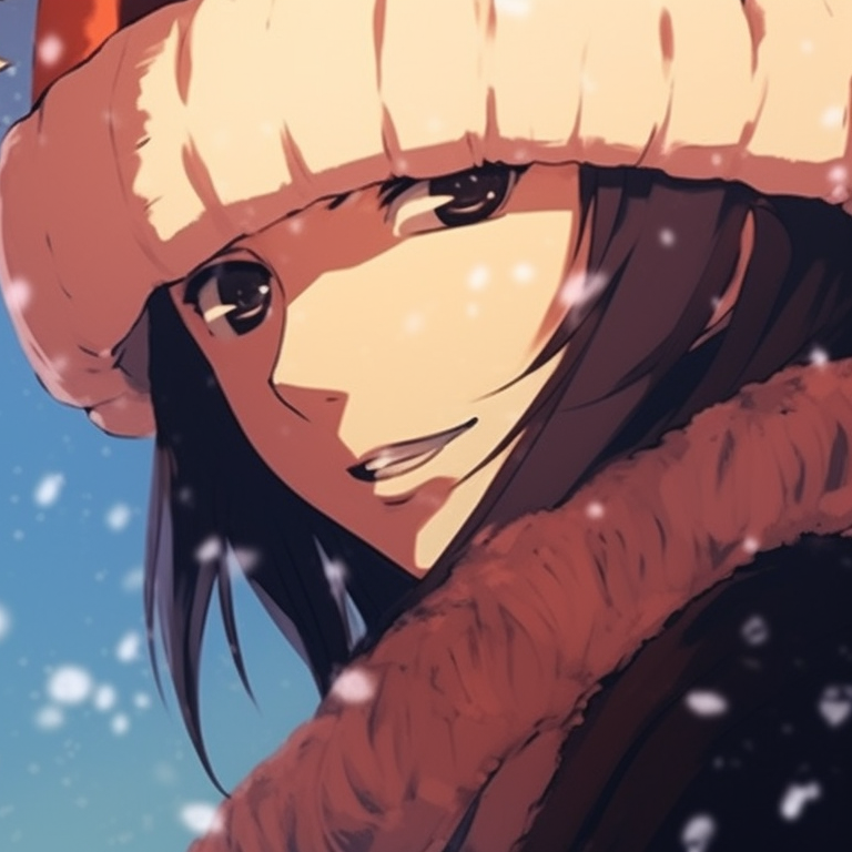 Naruto characters with Hokage hat and christmas decorations, vivid colors with strong contrast. best matching christmas naruto pfp pfp for discord.