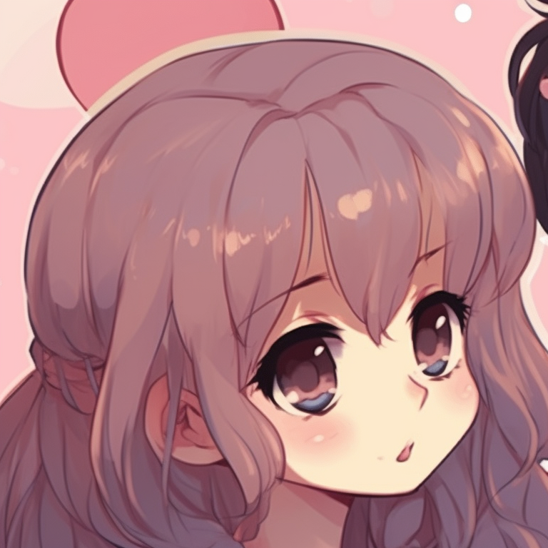 Two characters, watercolor-like textures, wearing matching lock and key pendants, tender smiles. kawaii anime matching pfp couple pfp for discord.