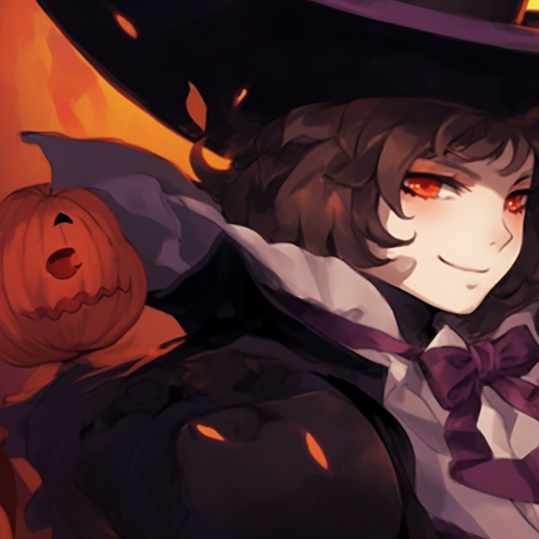 Two characters in matching Halloween costumes, dark tones and high contrast, lovingly embracing each other. couples matching pfp pinterest halloween pfp for discord.