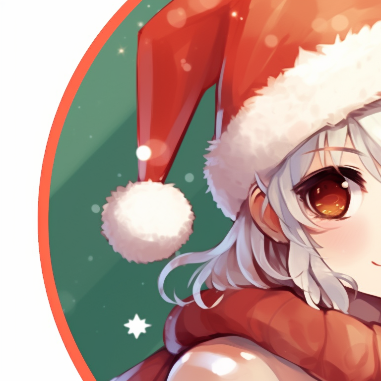 Two characters exchanging gifts, warm colors and festive atmosphere. holiday inspired matching christmas discord server pfp pfp for discord.