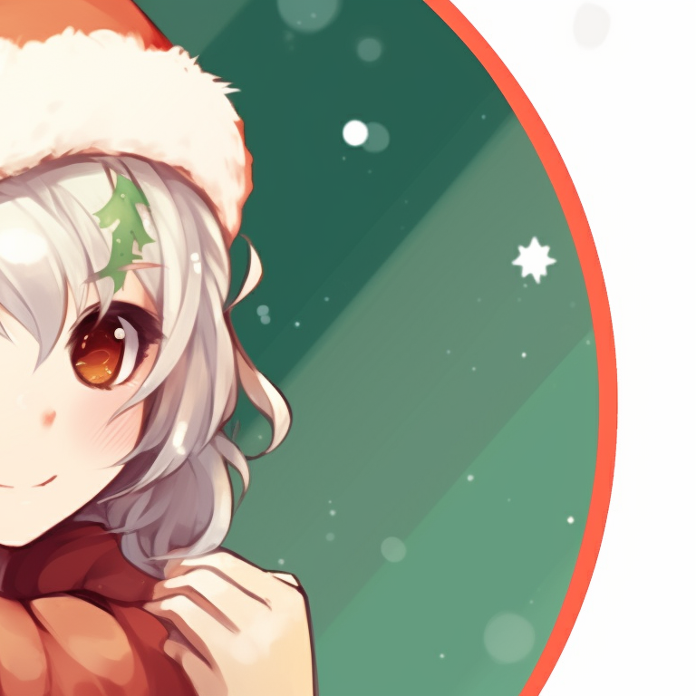 Two characters exchanging gifts, warm colors and festive atmosphere. holiday inspired matching christmas discord server pfp pfp for discord.