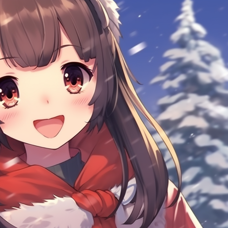 Two anime girls dressed in red and white, holding candy canes playfully, with pastel color palette and soft shading. favorite matching christmas anime girl pfp pfp for discord.