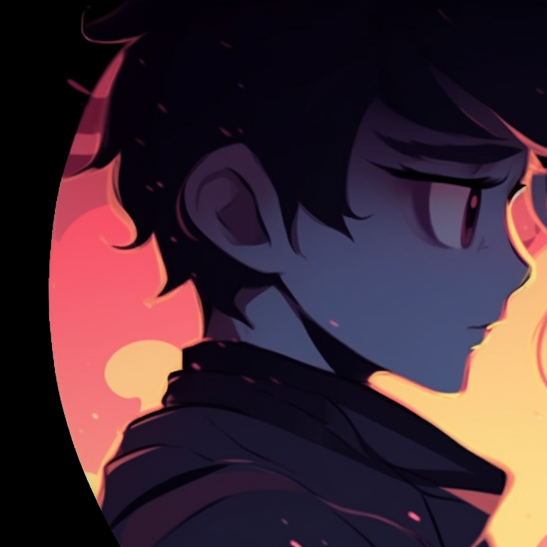 Two characters sitting by the ocean, pastel colors and simplistic design. matching pfp for couples favorite cartoons pfp for discord.