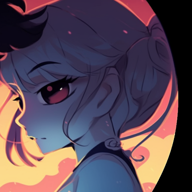 Two characters sitting by the ocean, pastel colors and simplistic design. matching pfp for couples favorite cartoons pfp for discord.