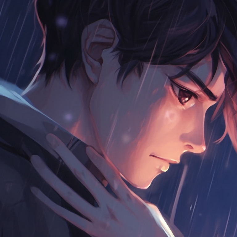 Two characters sharing tea, detailed tableware and warm indoor lighting. nifty couple matching pfp pfp for discord.