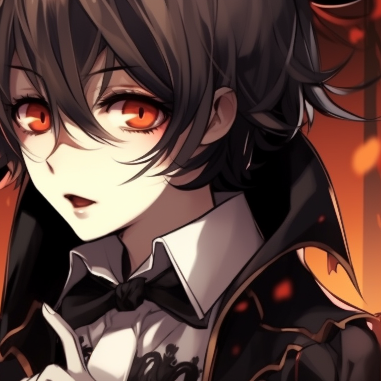 Two anime characters in Gothic attires expressing their love, with detailed costumes and dark tones. spooky anime couples halloween themed profile pictures pfp for discord.