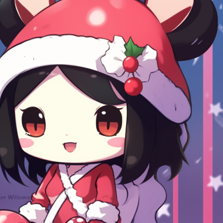 Kuromi characters surrounded by snowflakes, cool colors and intricate details on the winter background. matching kuromi christmas pfp ideas pfp for discord.