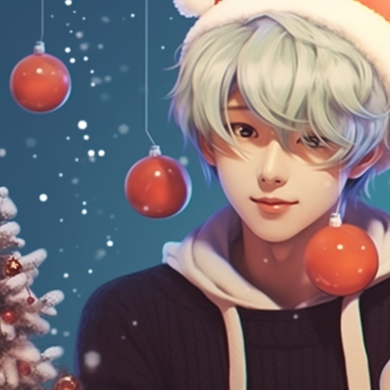 Two characters walking in the Christmas snow, soft glow and comfortable outfits. matching bts christmas pfp art for fans pfp for discord.