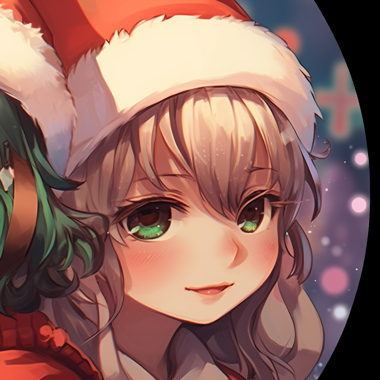 Two characters wearing Santa hats, filled with vibrant colors and intricate detailing. fascinating matching cute aesthetic christmas pfp options pfp for discord.