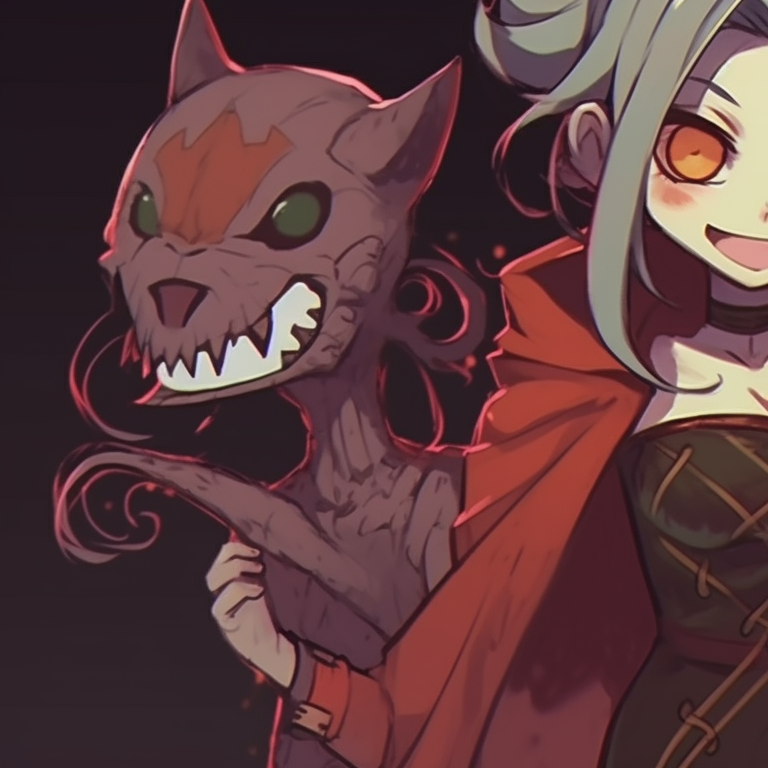 Three characters in eerie fantasy outfits, bold linework and intense expressions, facing forward. trio pfp for halloween pfp for discord.