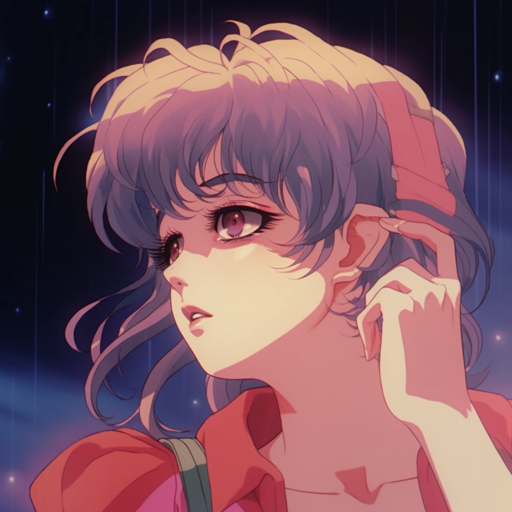 Profile of Sailor Moon with vibrant colors and soft, dreamy shading. 90s anime pfp girl with aesthetic visuals