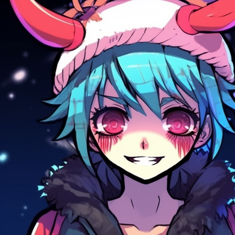 Two characters, stylized as punk reindeer, spotlighted by vivid colors and sharp contrasts. Their detailed accessories and defiant attitudes strike an edgy festive note. xmas punk aesthetic matching christmas pfps pfp for discord.
