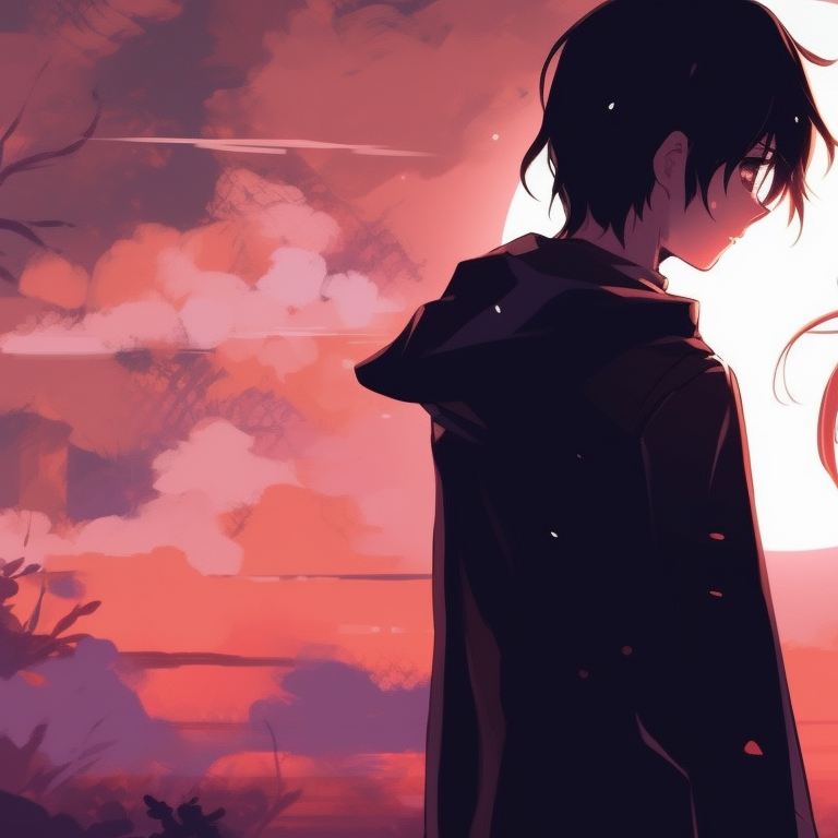 A close-up of two characters softly interlacing their fingers, tender expressions on their faces. charming matching couple pfp pfp for discord.