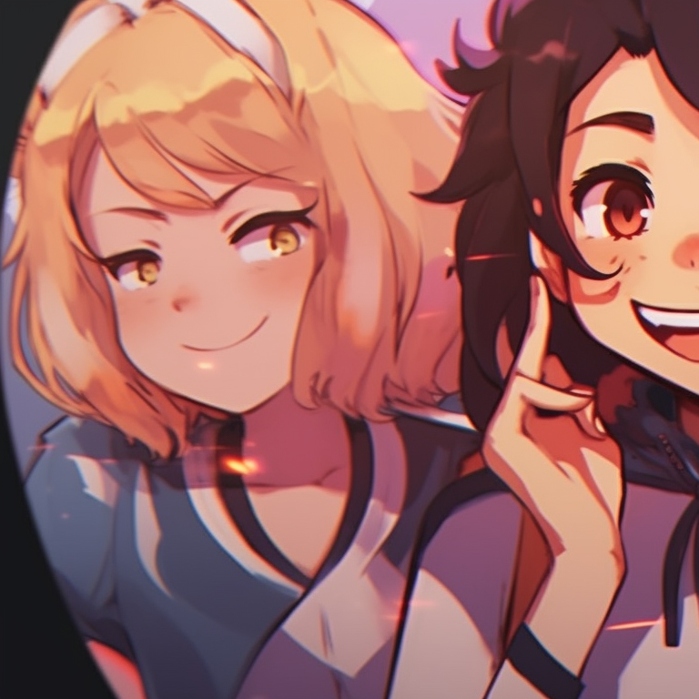 Close-up of four characters, bold outlines and distinctive hairstyles, laughing heartily. funny matching pfp for 4 friends pfp for discord.