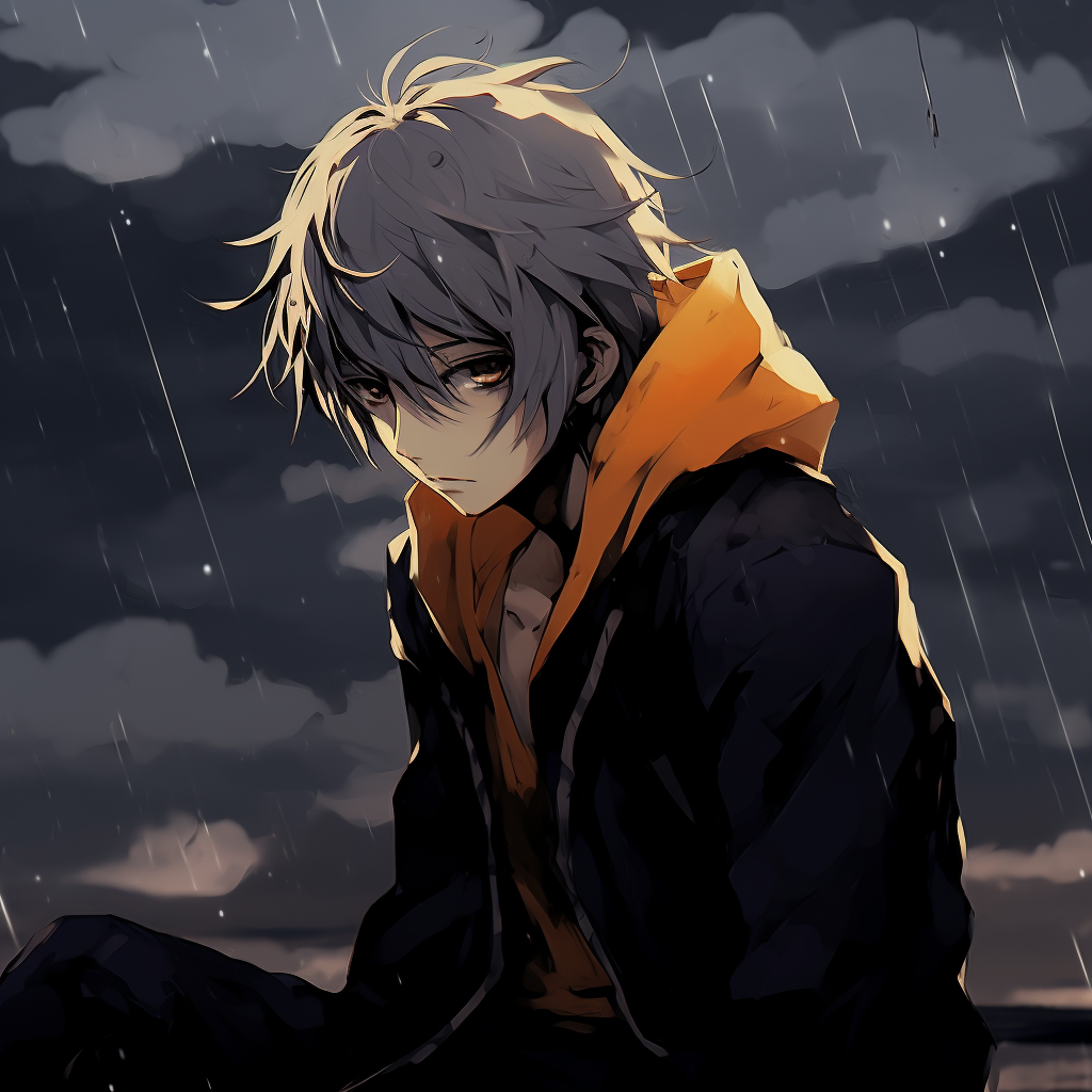 Naruto deeply lost in thought, higher contrast for emphasis. depressed anime pfp features naruto