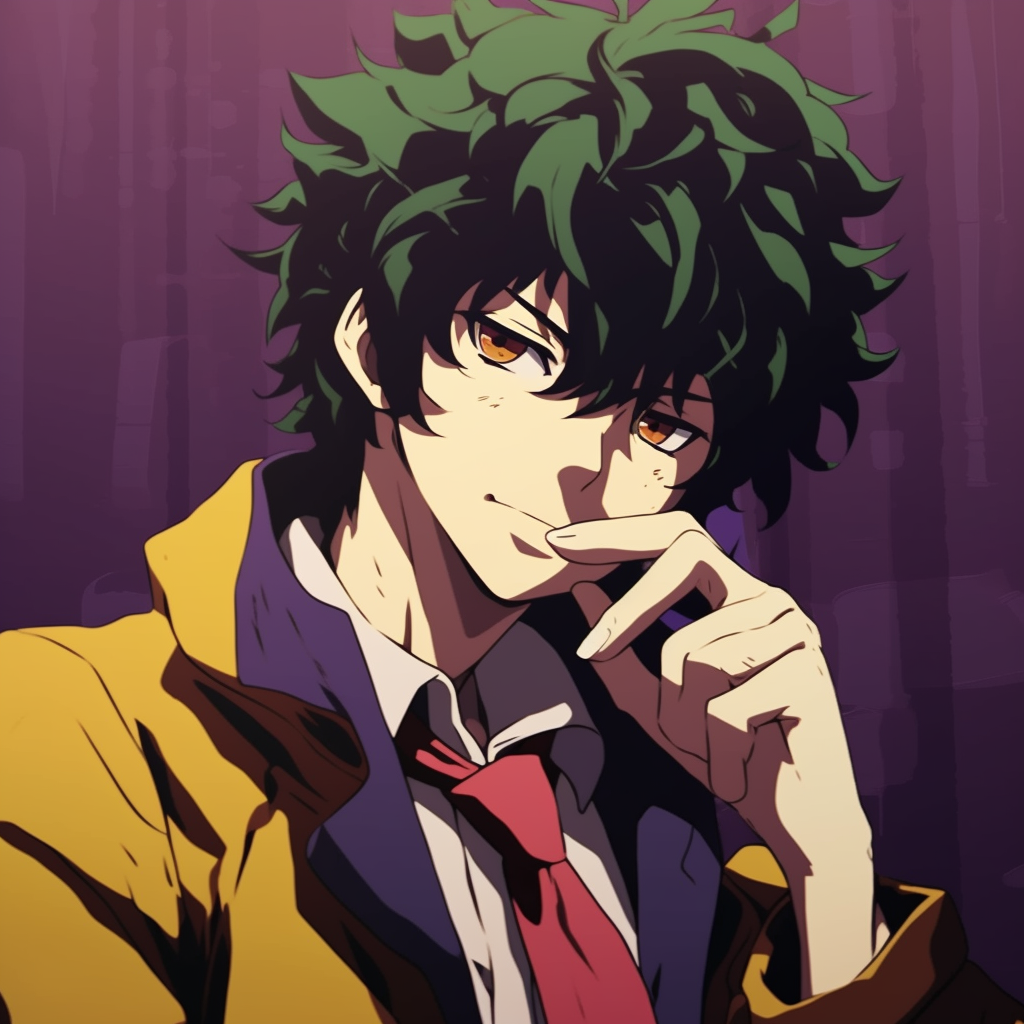 Jet Black from Cowboy Bebop in a combat pose, strong lines and dynamic shading. popular anime characters pfp