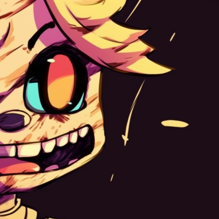 A pair of characters surrounded by eerie lights and objects, grainy outline and dominant purple tones. popular fnaf matching pfp designs pfp for discord.