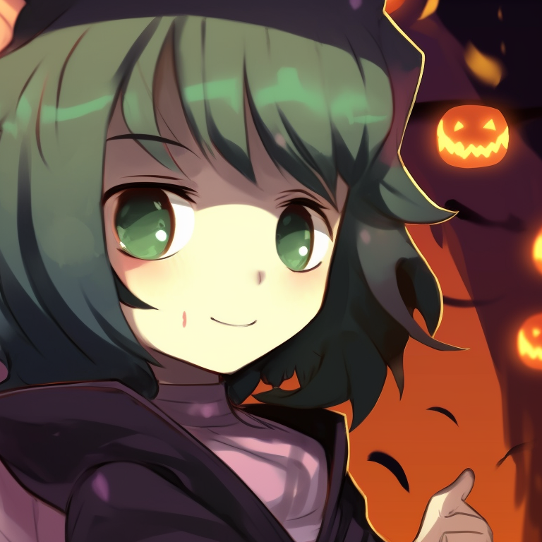 Shinobu and Giyuu with ghostly apparitions, eerie colors and soft shading. shinobu and giyuu halloween themed art pfp for discord.