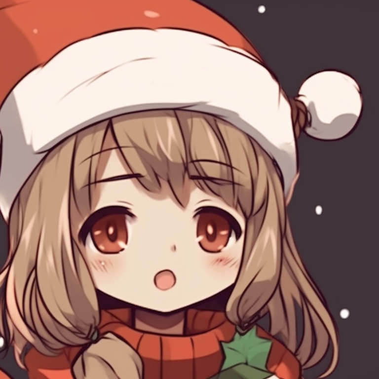 Two characters looking at each other, soft shading and muted colors. matching cute christmas pfp aesthetic themes pfp for discord.