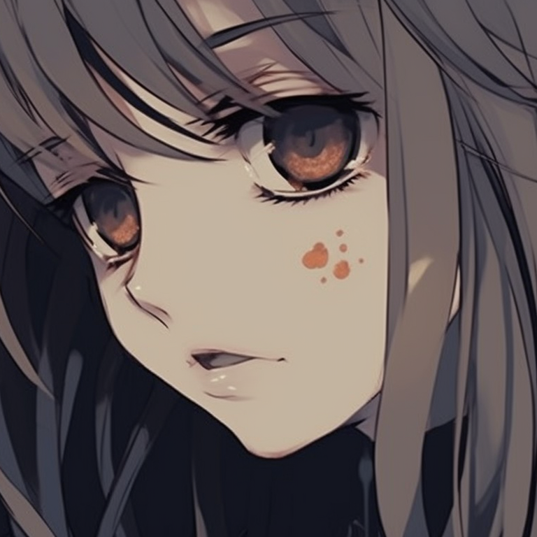 Two characters with covered eyes, dark tones and complex patterns pfp matching anime characters pfp for discord.