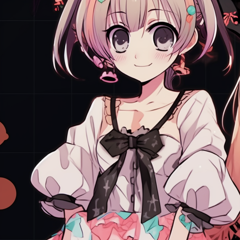 Two characters in frightening yet fashionable Halloween costumes, detailed visuals and vibrant colors. spooky halloween theme my dress up darling matching pfp fashion pfp for discord.