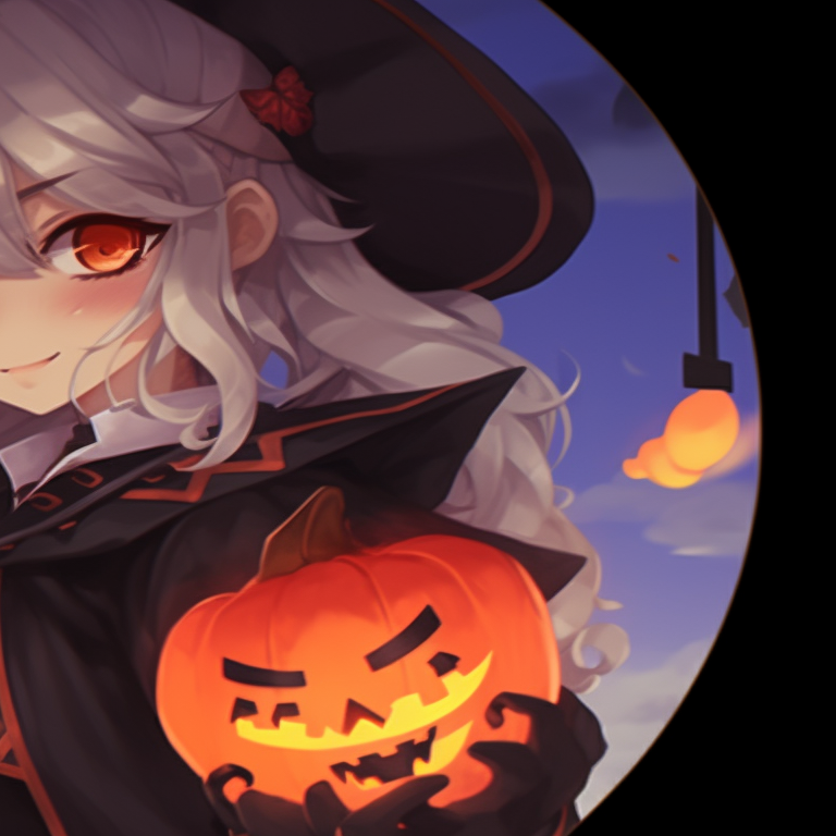Two characters sharing a bewitching gaze, warm, lantern-lit setting genshin inspired halloween matching pfp pfp for discord.
