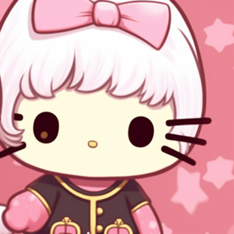 Two Hello Kitty characters amidst cherry blossoms, soft and lovely colors with natural elements. aesthetic hello kitty pfp matching pfp for discord.