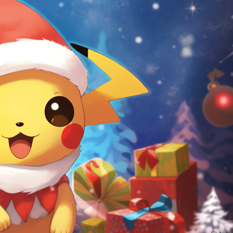 Jigglypuff with a red shiny nose similar to Rudolph, surrounded by luminous festive ornaments. festive matching christmas pokemon pfp for adults pfp for discord.