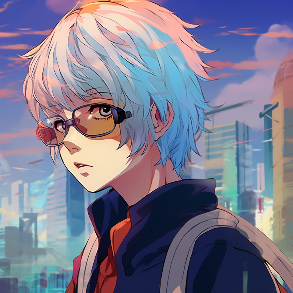 An urban anime-themed profile featuring glowing city lights. vibrant anime pfp cool pfp for discord.
