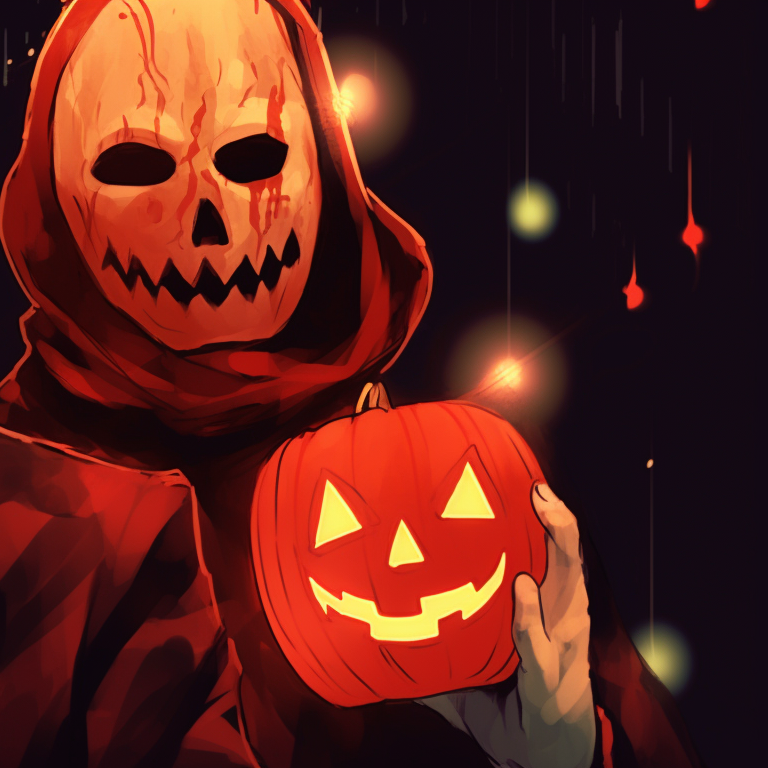 Two versions of Michael Myers, one wrapped in fairy lights, the other holding a bright red Christmas bauble, with cool colors and darker themes. christmas themed michael myers pfp pfp for discord.