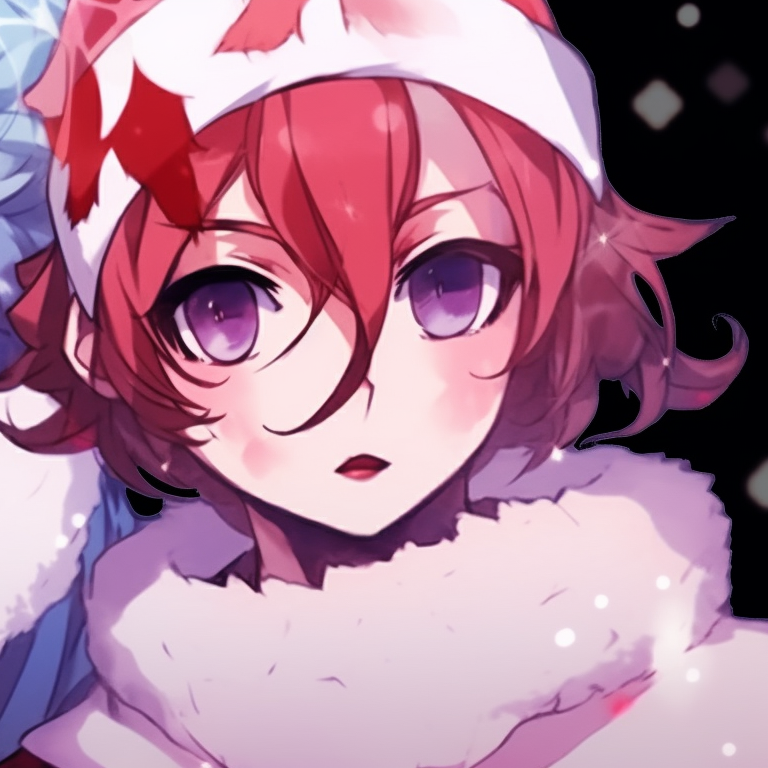 Two characters, determined expressions, vibrant colors and snowflakes swirling around, anime christmas demon slayer pfps pfp for discord.