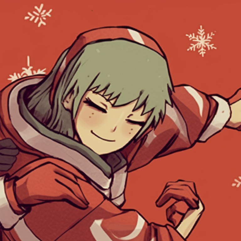 Two Naruto characters in mid-air battle, art style features dynamic movement and Christmas elements. naruto themed matching christmas profile pictures pfp for discord.