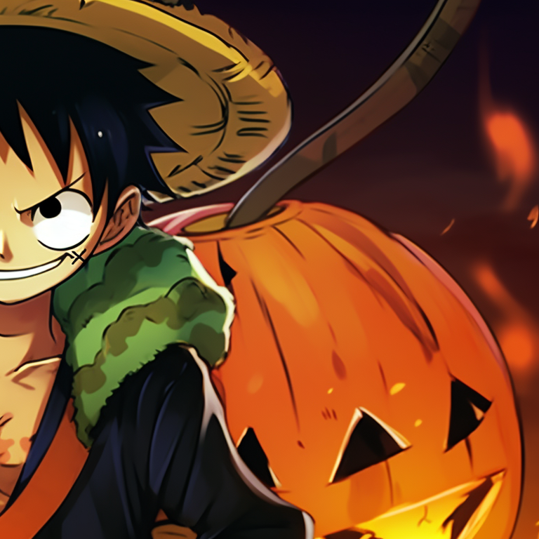 Luffy and Zoro, haunted ship theme, mix of pastel and muted shades. luffy and zoro matching pfp halloween theme ideas pfp for discord.