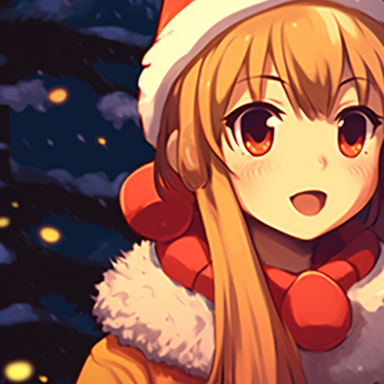 Two characters holding a jingle bell, sharp lines and solid colors. dazzling matching gif christmas pfp pfp for discord.