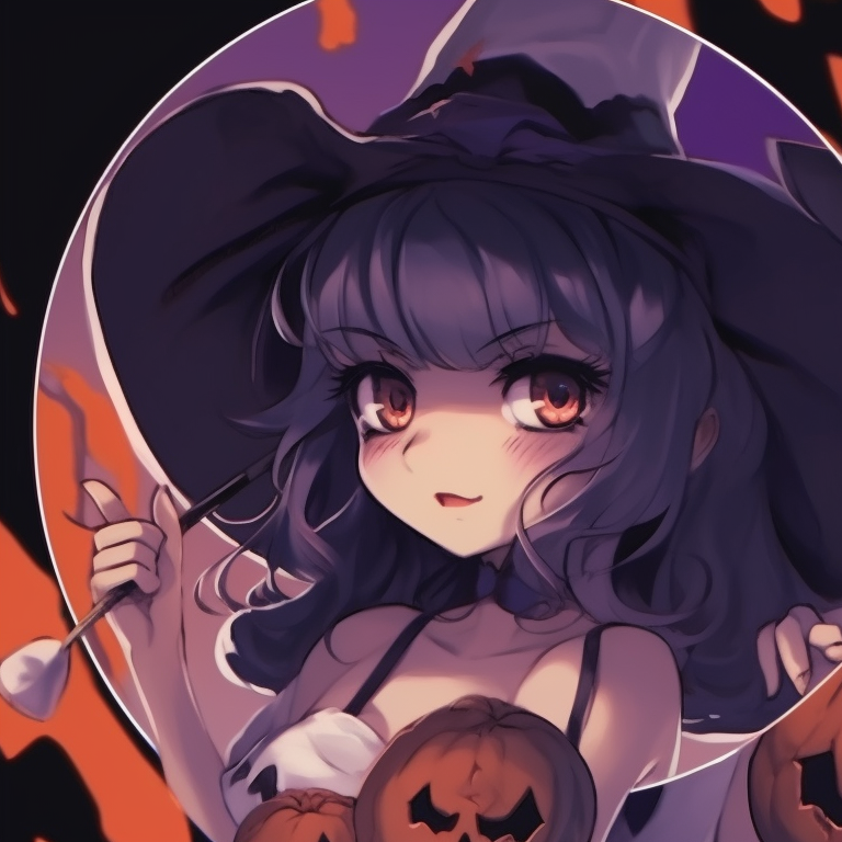 Close-up of two characters with intense stares, intense colors, and detailed makeup. cool halloween themed matching pfp girl pfp for discord.