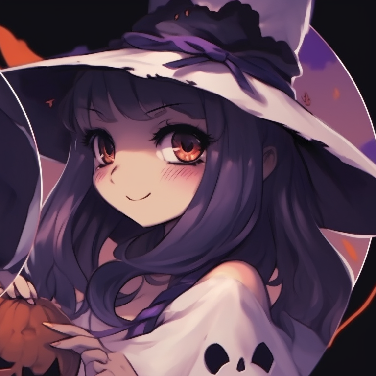 Close-up of two characters with intense stares, intense colors, and detailed makeup. cool halloween themed matching pfp girl pfp for discord.