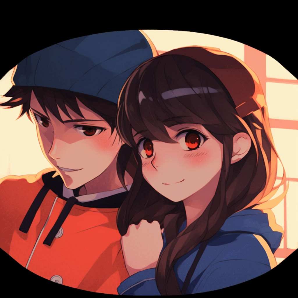 Ash and Misty from Pokemon, bright primary colors and bold outlines. dynamic duo in couple anime matching pfp pfp for discord.