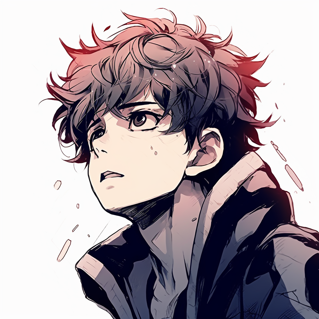 Close-up view of an anime boy, detailed facial features and lush hair. anime boy pfp in high quality