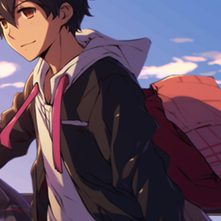 Two characters with harmonizing color palettes, the neutral background emphasizing their togetherness. matching pfp gifs for best friends pfp for discord.