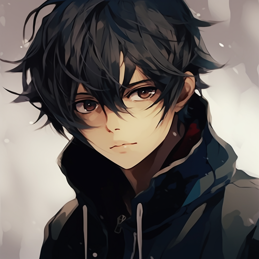 An Anime boy in detailed craftsmanship, fine linework, and brilliant color palettes. anime pfp boy artsy