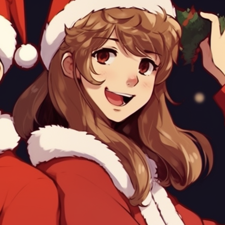 Two characters dressed as Santa's helpers, festive colors with a hint of humor and playfulness. essential matching preppy christmas pfp for the season pfp for discord.