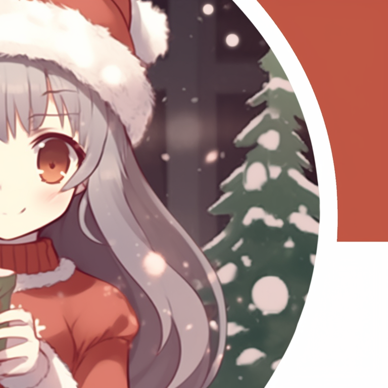 Two characters under mistletoe, sharing a sideway glance, glowing lights in background. matching christmas pfp ideas for discord server pfp for discord.