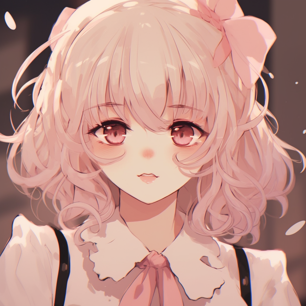Close-up of an anime girl rendered with an aesthetic and chic vibe, focus on eye detail and pastel colors. chic aesthetic anime pfp