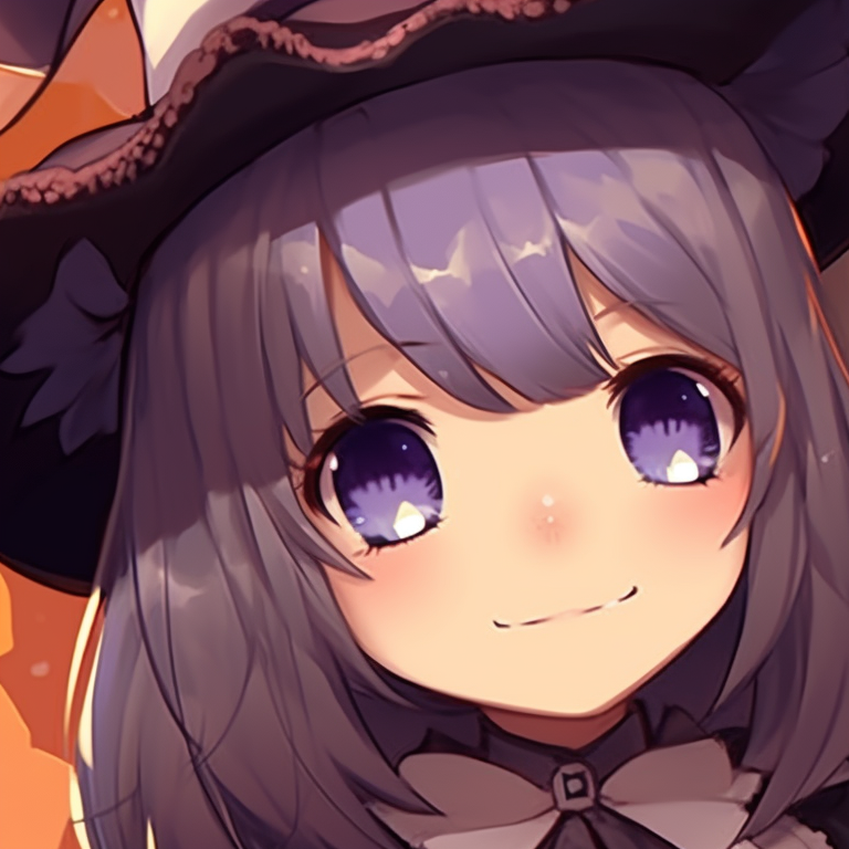 Two characters sporting pumpkin accessories, vibrant pumpkin oranges and spirited expressions. matching bff halloween theme pfp for discord.