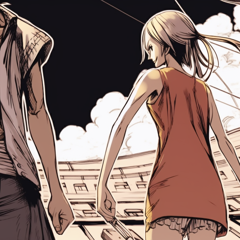 Two characters, visible energy, bold lines and vibrant colors. one piece matching pfp ideas pfp for discord.